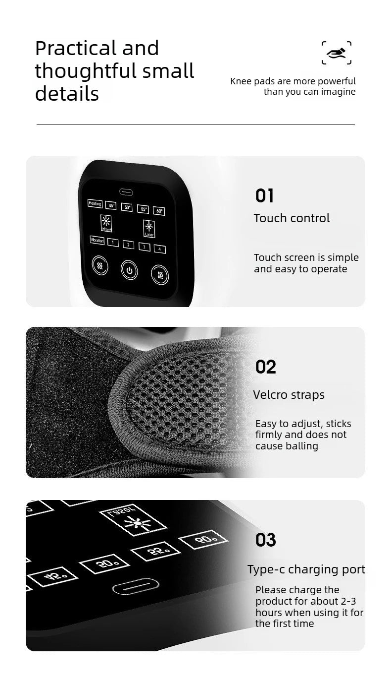 Smart Knee Massager with Heat 3D Air Compression Vibration USB Rechargeable Wireless for Knee Elbow Shoulder Pain Relief
