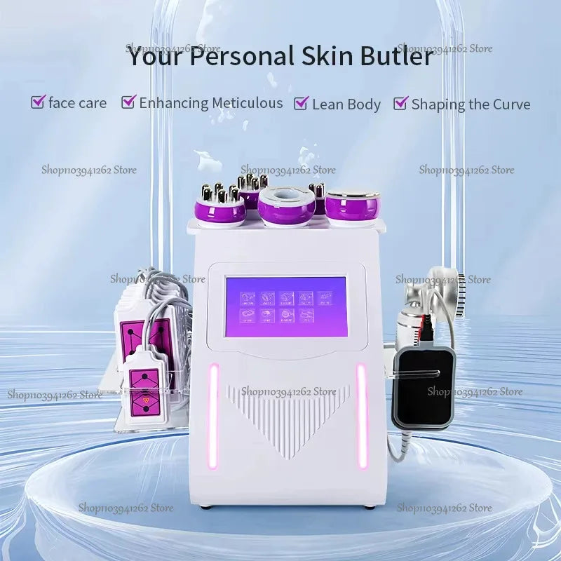 9 In 1 80K RF Radiofrequency Vacuum Laser Lipo Slimming Cables Ultrasonic Liposuction Cavitation Face Lifting Machine Body Sha