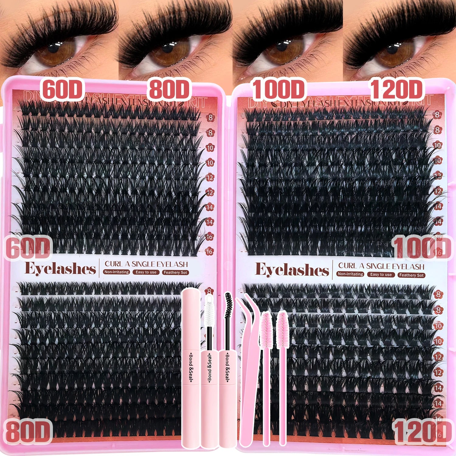 Show-Stopping Top & Bottom Lash Kit – 250/740 Cluster Bombshell Fluffy Volume, Mix-&-Match Lengths & Styles! Killer for Any Look