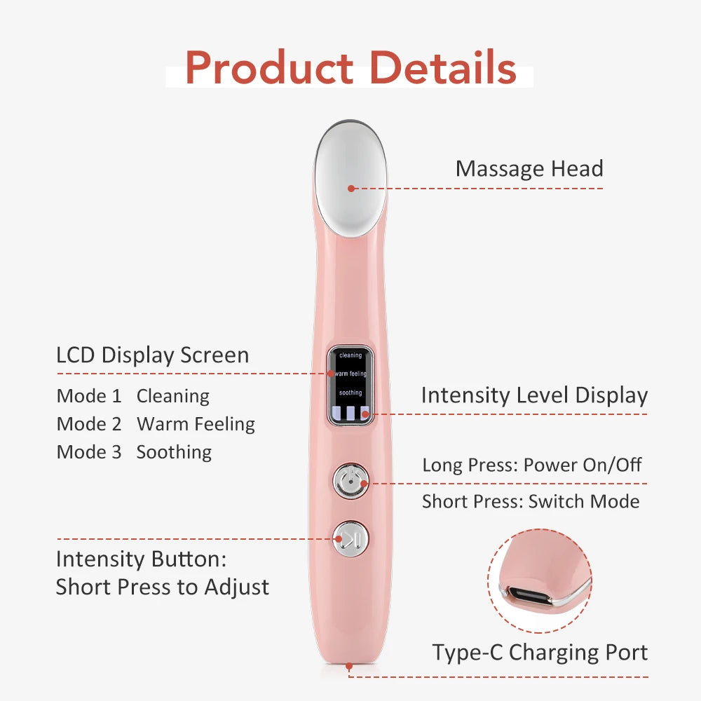 Vibration Red Light Eye Massager Pen Hot Compress Beauty Anti Wrinkles Eye Lifting Wand Eye Care for Dark Circles Eye Bag Reduce