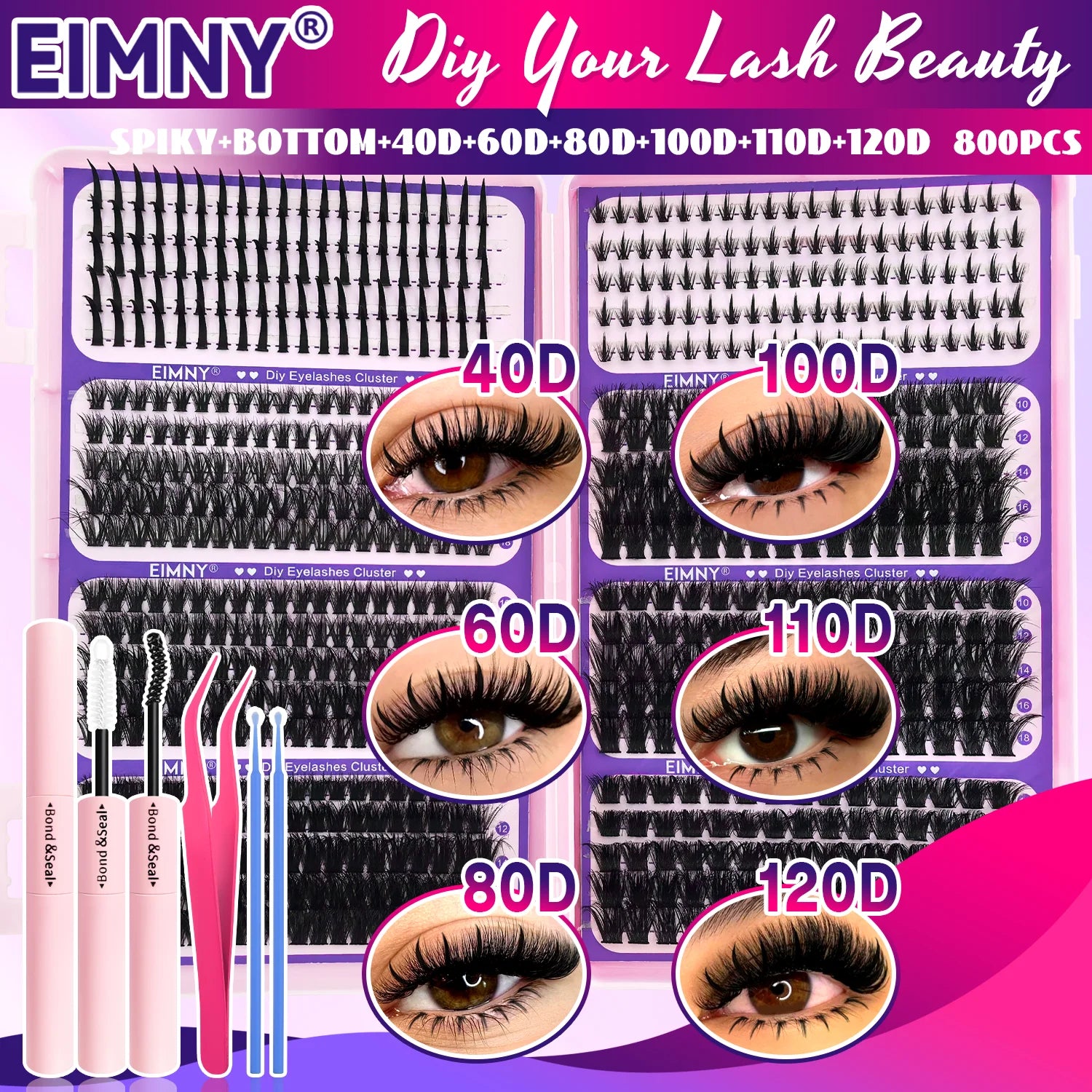 Show-Stopping Top & Bottom Lash Kit – 250/740 Cluster Bombshell Fluffy Volume, Mix-&-Match Lengths & Styles! Killer for Any Look