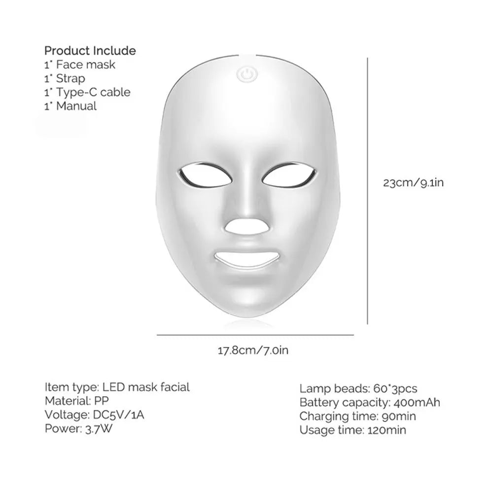 LED Face Neck Mask Rechargeable LED Photon Beauty Machine Facial Rejuvenation SPA Skin Care Tool