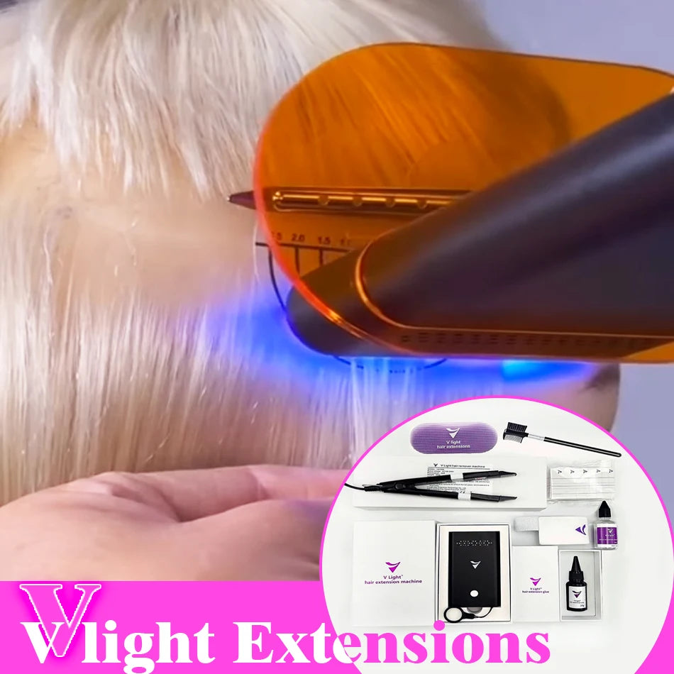 V light Hair Extension Machine Set Kit With V light glue Original V Light Technology Tool Hair Extension Machine For Tape glue