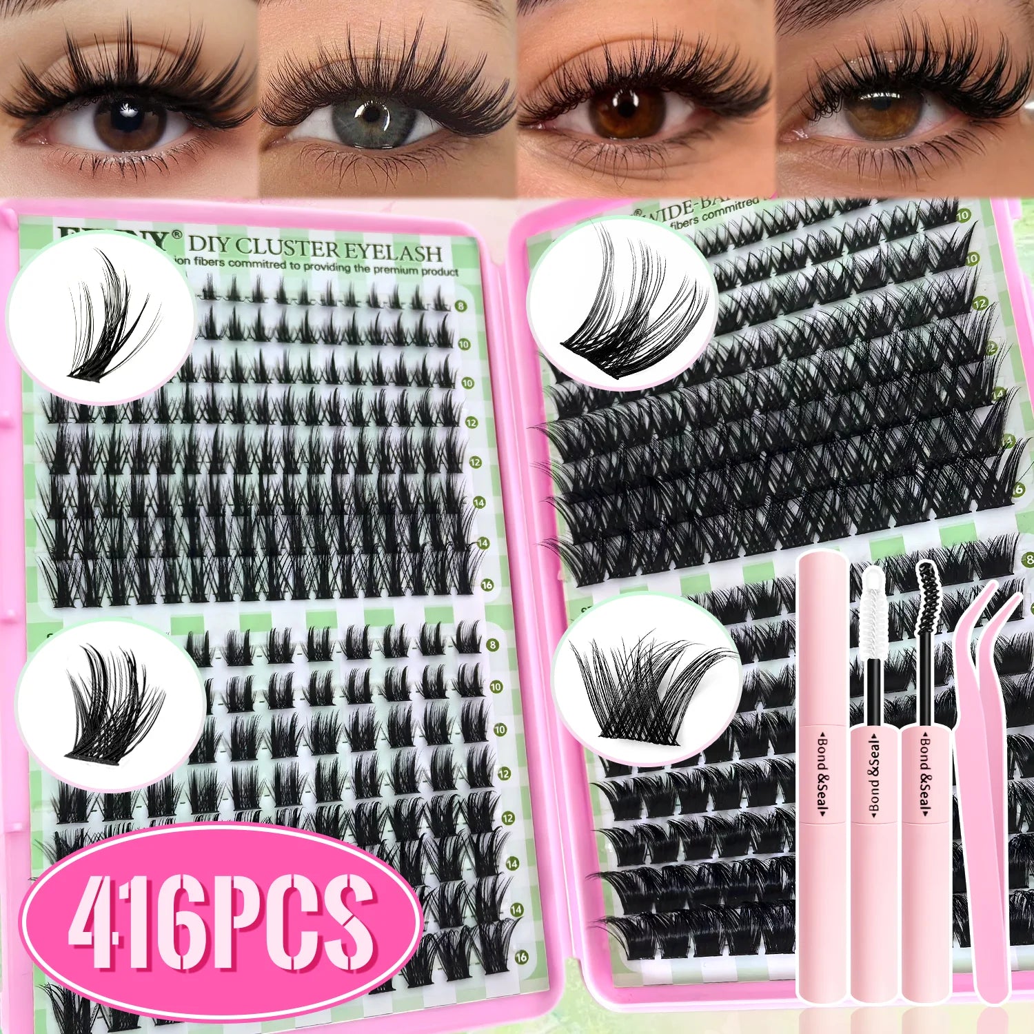 Show-Stopping Top & Bottom Lash Kit – 250/740 Cluster Bombshell Fluffy Volume, Mix-&-Match Lengths & Styles! Killer for Any Look