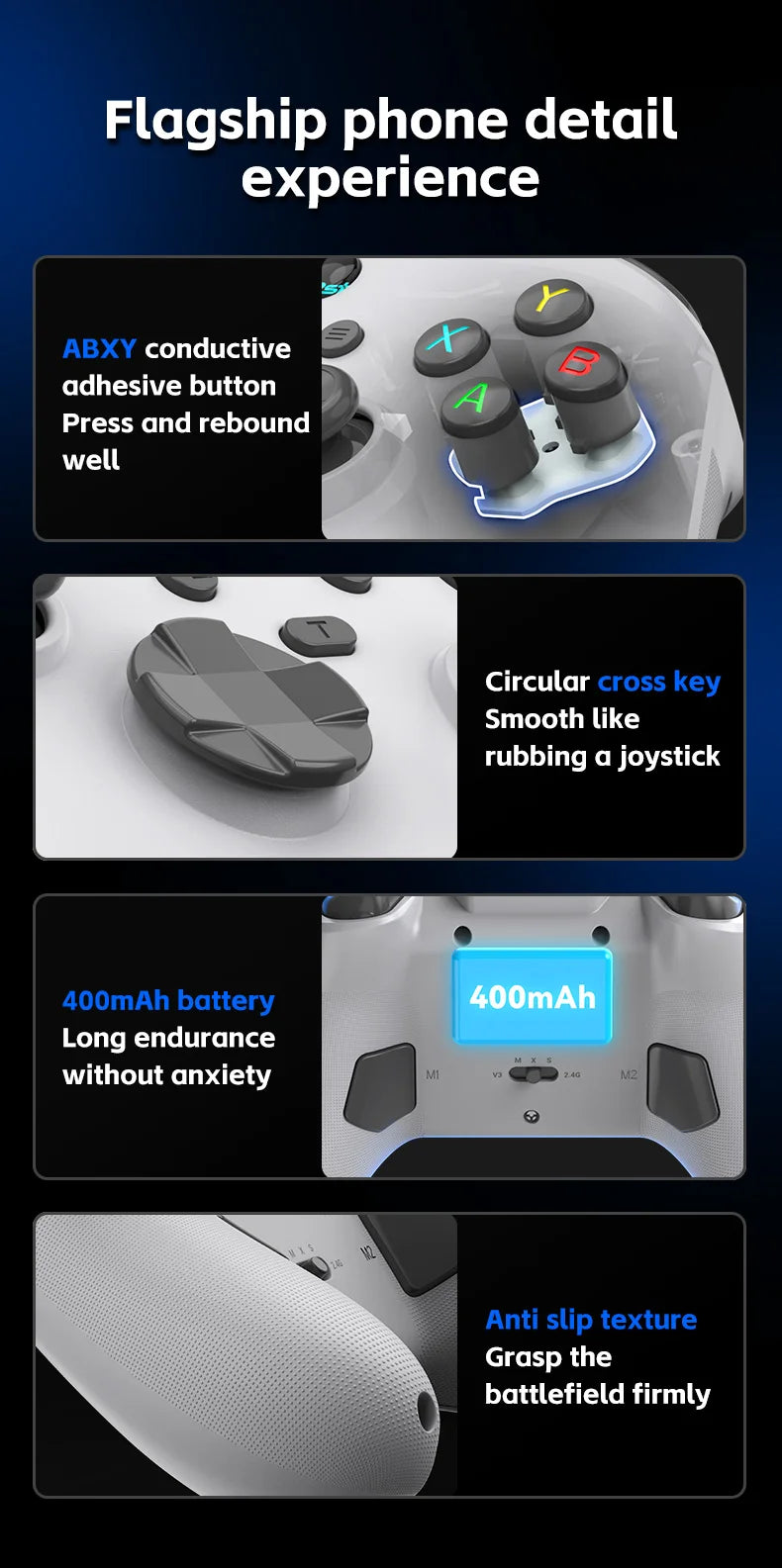 G6 wireless  mobile game controller with Hall trigger and Hall joystick supporting switch/pc/android/IOS