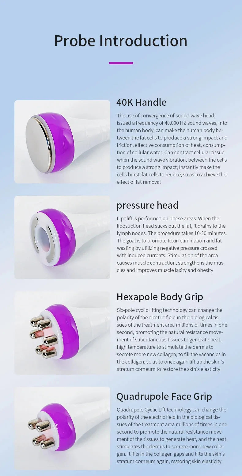 9 In 1 80K RF Radiofrequency Vacuum Laser Lipo Slimming Cables Ultrasonic Liposuction Cavitation Face Lifting Machine Body Sha