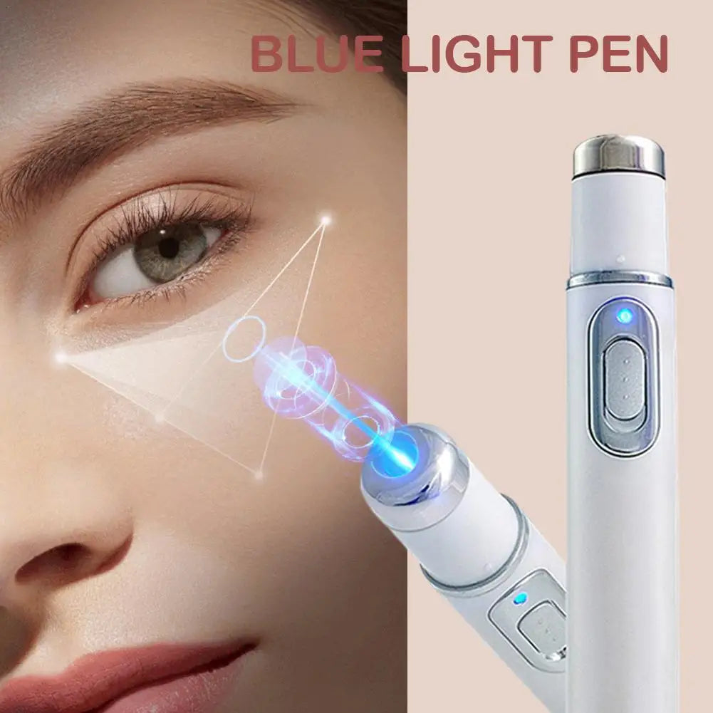 Blue Light Acne Remove Pen For Eliminating Dark Circles And Eye Bags Heating Massage For Swelling Reduction Skin Care Pen