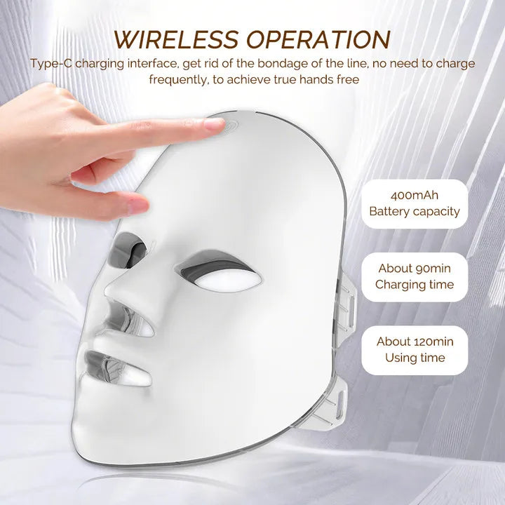 LED Face Neck Mask Rechargeable LED Photon Beauty Machine Facial Rejuvenation SPA Skin Care Tool