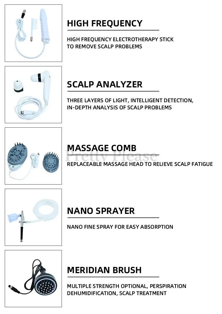 Newest 5 IN1 High Frequency Hair Follicle Detection Scalp Treatment Machine Hair Analyzer Scalp Care Anti-hair Loss Machine
