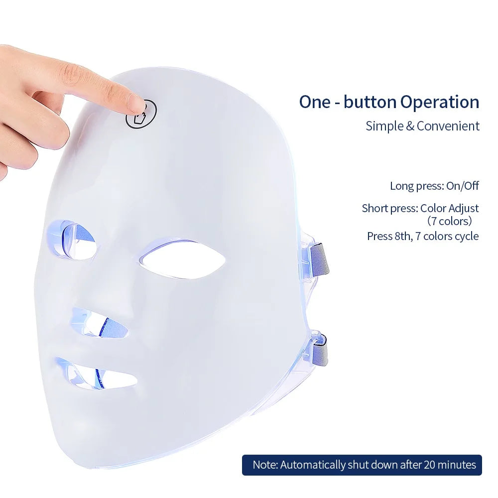 LED Face Neck Mask Rechargeable LED Photon Beauty Machine Facial Rejuvenation SPA Skin Care Tool