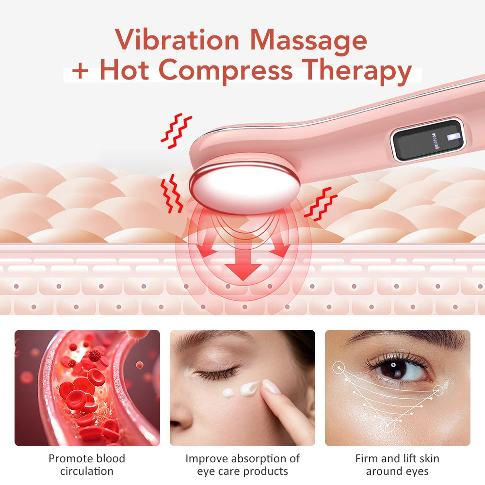 Vibration Red Light Eye Massager Pen Hot Compress Beauty Anti Wrinkles Eye Lifting Wand Eye Care for Dark Circles Eye Bag Reduce