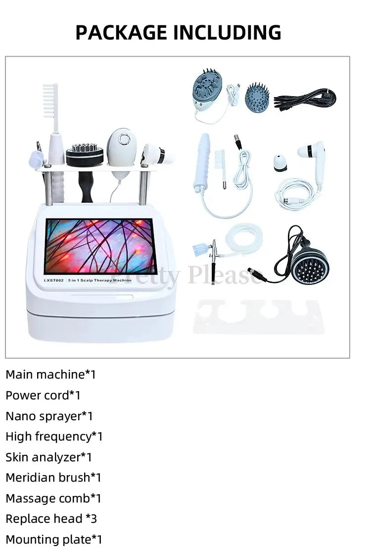 Newest 5 IN1 High Frequency Hair Follicle Detection Scalp Treatment Machine Hair Analyzer Scalp Care Anti-hair Loss Machine