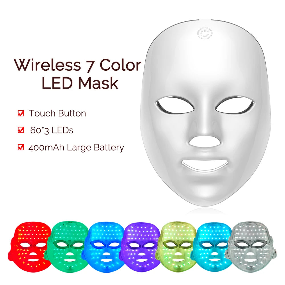 LED Face Neck Mask Rechargeable LED Photon Beauty Machine Facial Rejuvenation SPA Skin Care Tool
