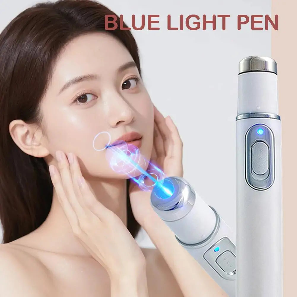 Blue Light Acne Remove Pen For Eliminating Dark Circles And Eye Bags Heating Massage For Swelling Reduction Skin Care Pen