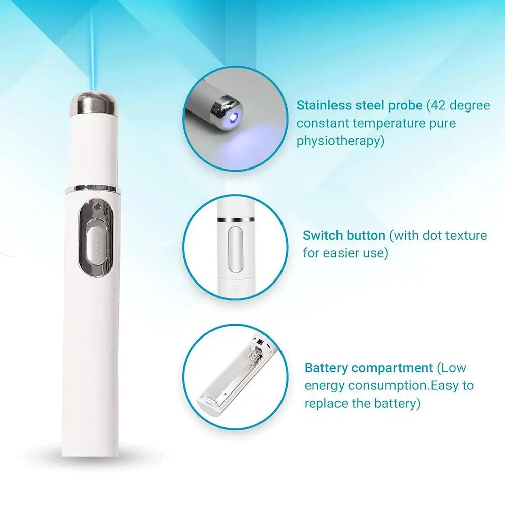 Blue Light Acne Remove Pen For Eliminating Dark Circles And Eye Bags Heating Massage For Swelling Reduction Skin Care Pen
