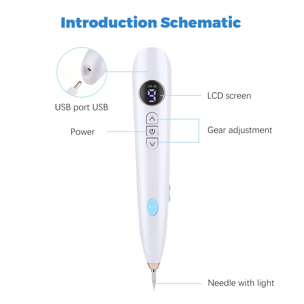 Professional Plasma Pen 9-Level Skin Face Wart Tag Household Black Dots Tattoo Freckle Remover Beauty Instrument LED Screen
