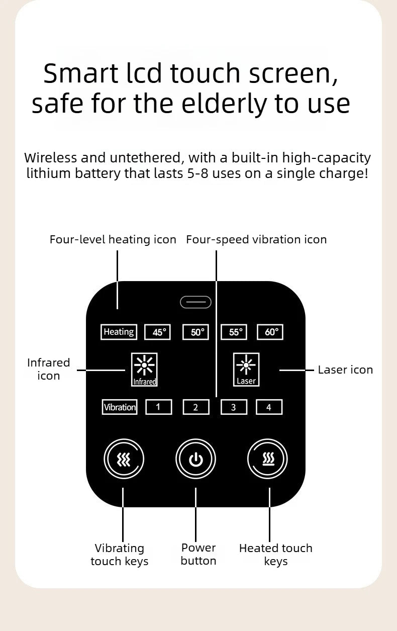 Smart Knee Massager with Heat 3D Air Compression Vibration USB Rechargeable Wireless for Knee Elbow Shoulder Pain Relief