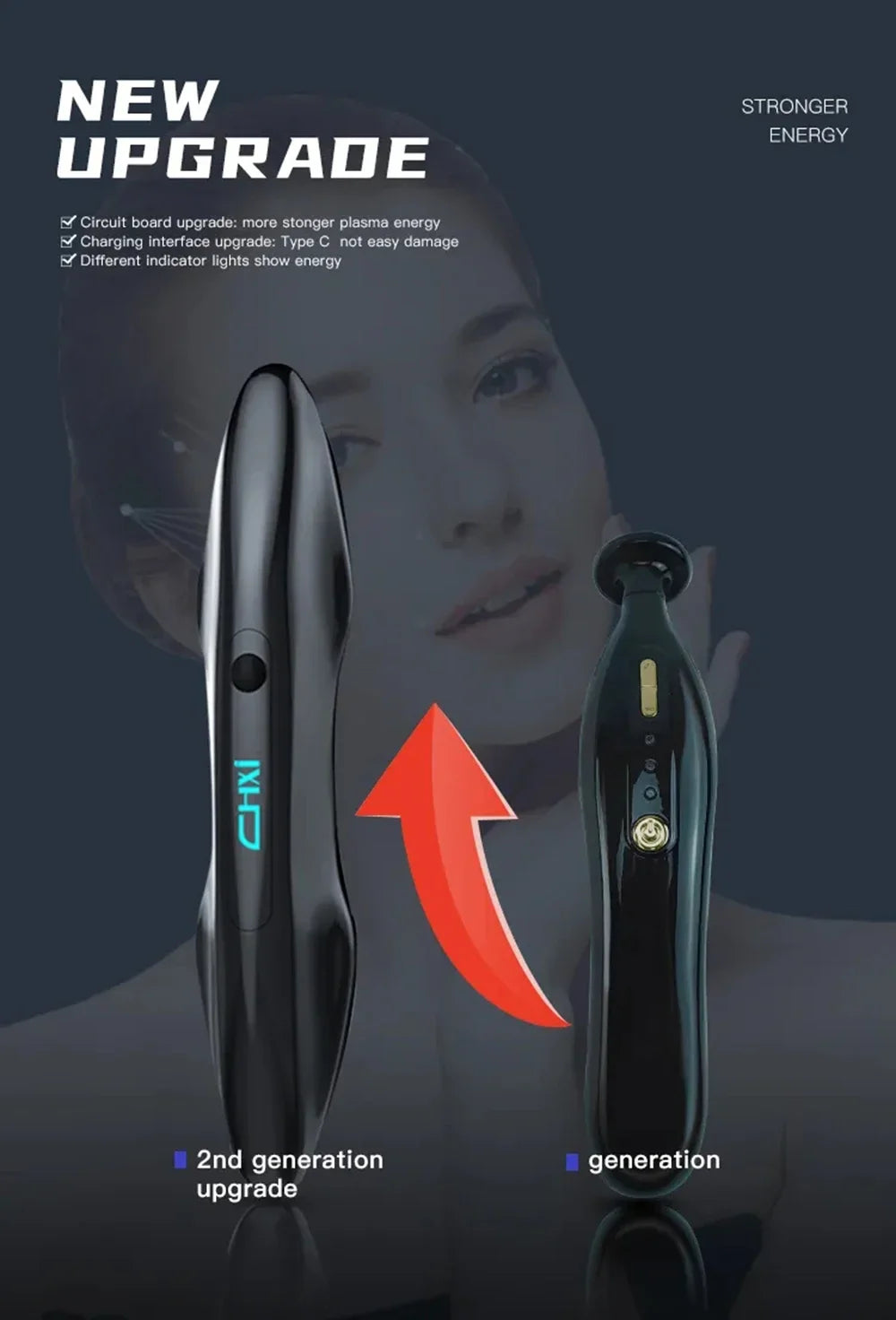 Ozone Cold Plasma Pen Blue Light Acne Removal Sensitive Skin Anti Wrinkle Deep Acne Cleaner Eliminating Acne Shrink Pores Beauty