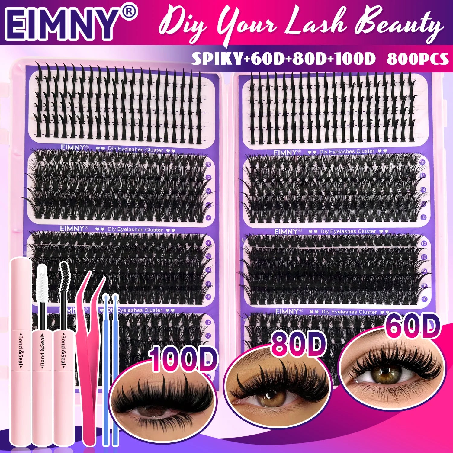 Show-Stopping Top & Bottom Lash Kit – 250/740 Cluster Bombshell Fluffy Volume, Mix-&-Match Lengths & Styles! Killer for Any Look