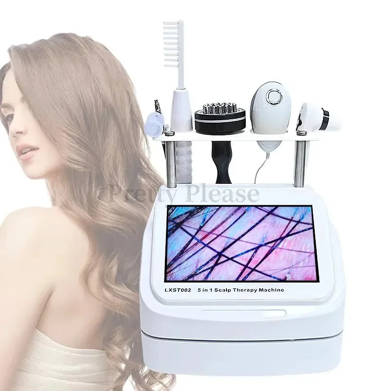 Newest 5 IN1 High Frequency Hair Follicle Detection Scalp Treatment Machine Hair Analyzer Scalp Care Anti-hair Loss Machine