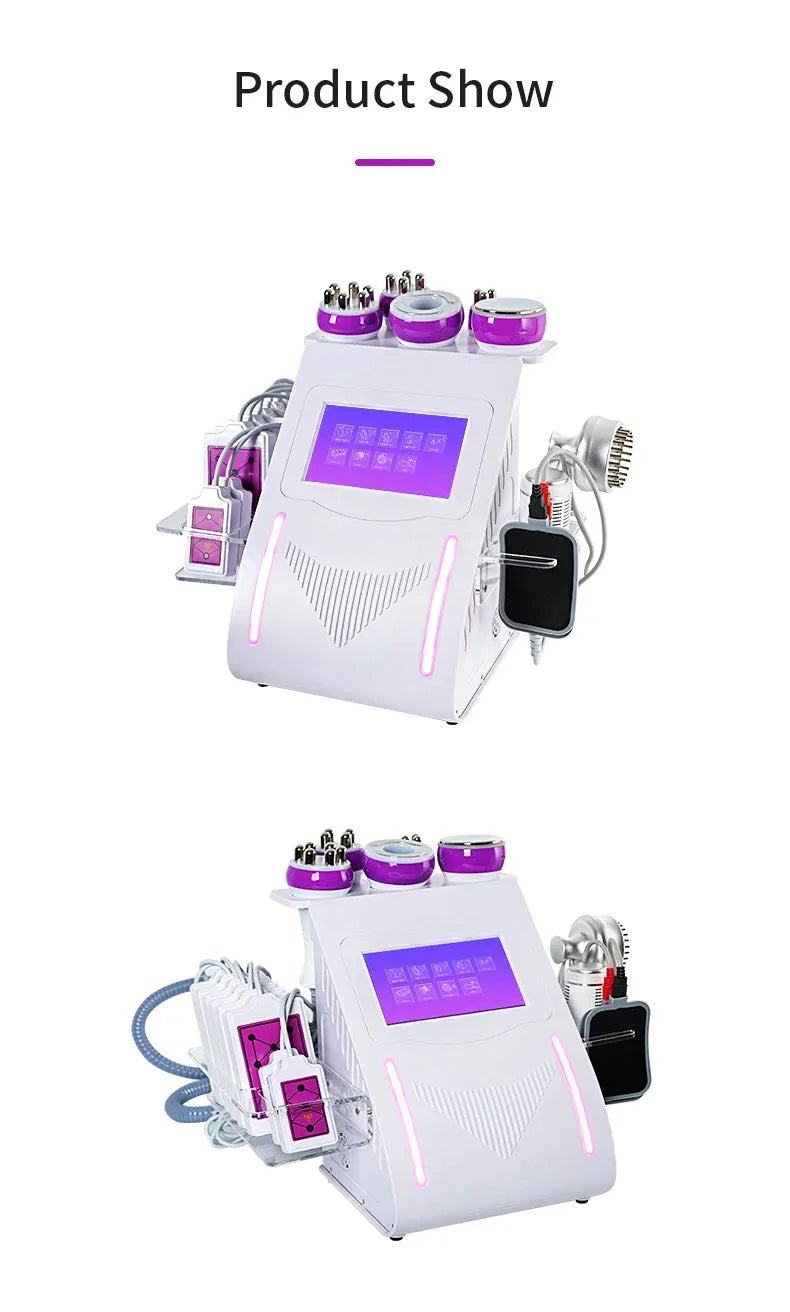 9 In 1 80K RF Radiofrequency Vacuum Laser Lipo Slimming Cables Ultrasonic Liposuction Cavitation Face Lifting Machine Body Sha