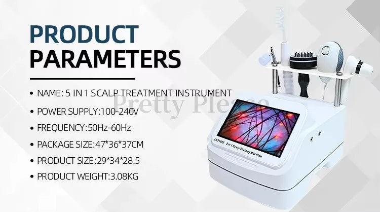 Newest 5 IN1 High Frequency Hair Follicle Detection Scalp Treatment Machine Hair Analyzer Scalp Care Anti-hair Loss Machine