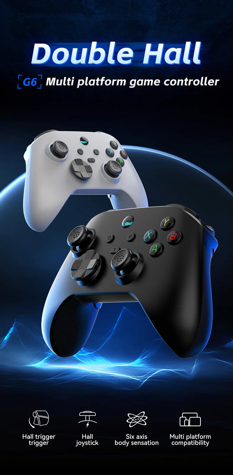 G6 wireless  mobile game controller with Hall trigger and Hall joystick supporting switch/pc/android/IOS