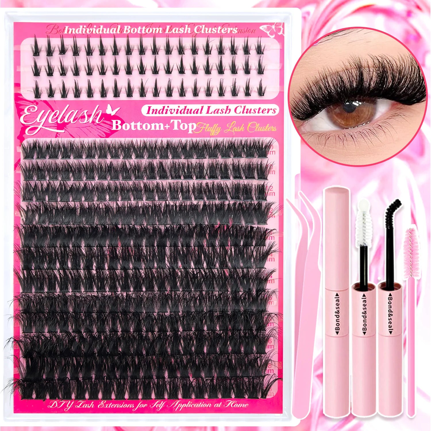 Show-Stopping Top & Bottom Lash Kit – 250/740 Cluster Bombshell Fluffy Volume, Mix-&-Match Lengths & Styles! Killer for Any Look