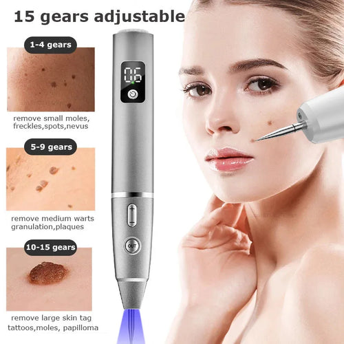 15 Level Plasma Pen Face Cleaner Freckle Black Dot Papilloma Warts Mole Pimples Removal  Blackhead Remover Beauty Skin Care Tool