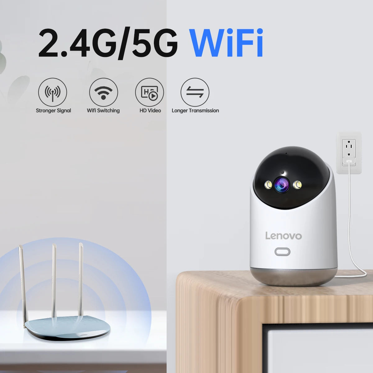 Lenovo 5MP WiFi Camera Smart Home Indoor IP Camera Full Color Night Auto Tracking Security CCTV Surveillance Baby Monitor